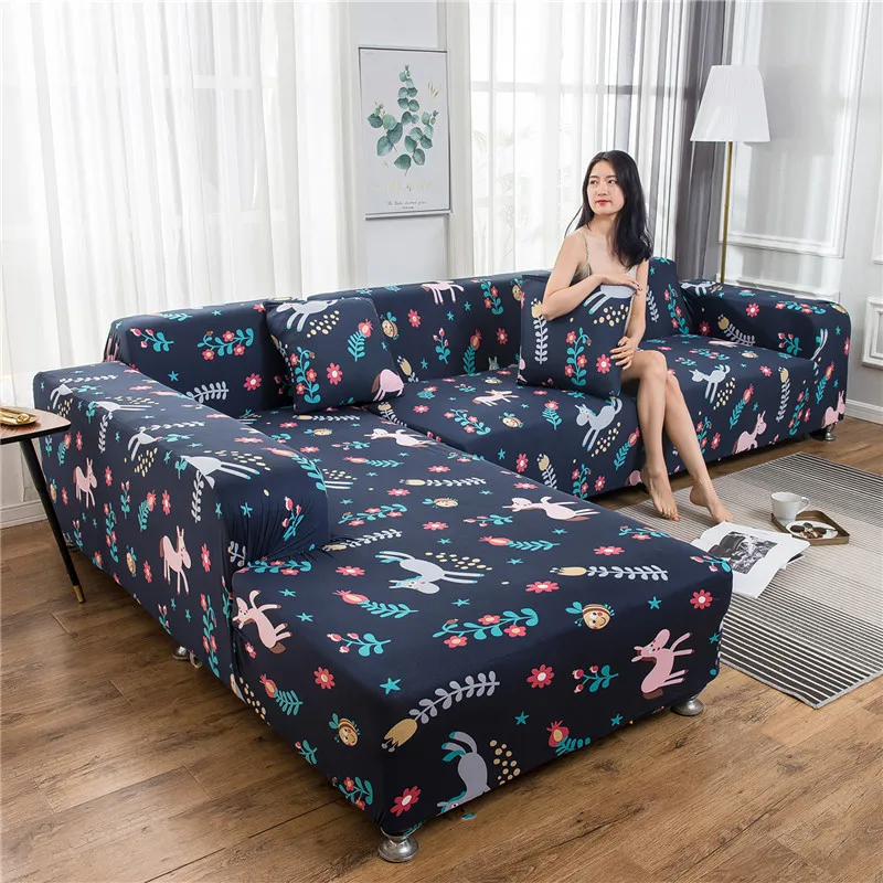 L-образные Угловые чехлы для диванов с принтом эластичные секционные Чехлы