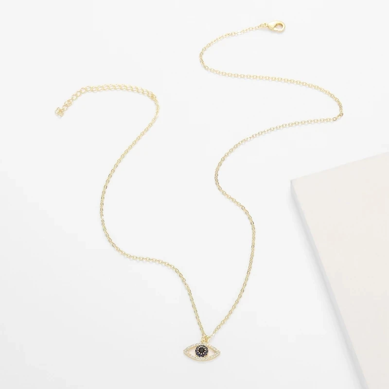 

Pave Zircon Evil Eye Necklace Pendant Necklace Women Brand Blue Stone CZ Turkish Jewelry Gold Color Chain Necklace Accessories