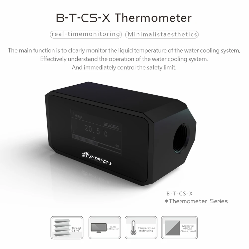 

Bykski B-TFC-CS-X Thermometer Water Cooling System OLED Digital Flowmeter Alarm Temperature Display PC Cooler