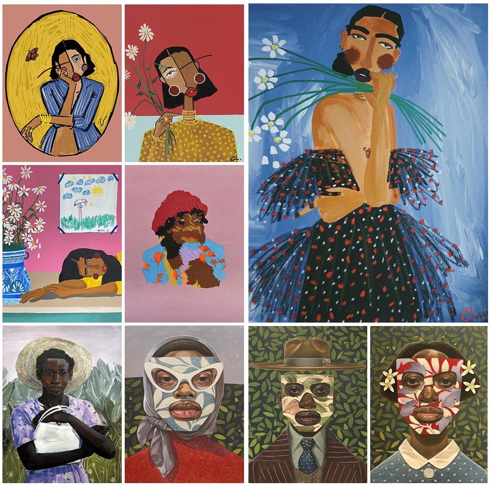 

Abstract Black Woman Watercolor Girl Home Decor Nordic Poster Wall Art Canvas Painting Wall Pictures For Living Room Unframed