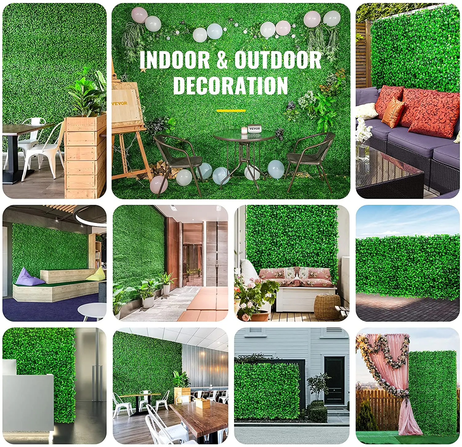 VEVOR Artificial Plant Wall Decoration Boxwood Hedge Wall Panel Home Decor Fake Plants Grass Backdrop Wall Privacy Hedge Screen 1