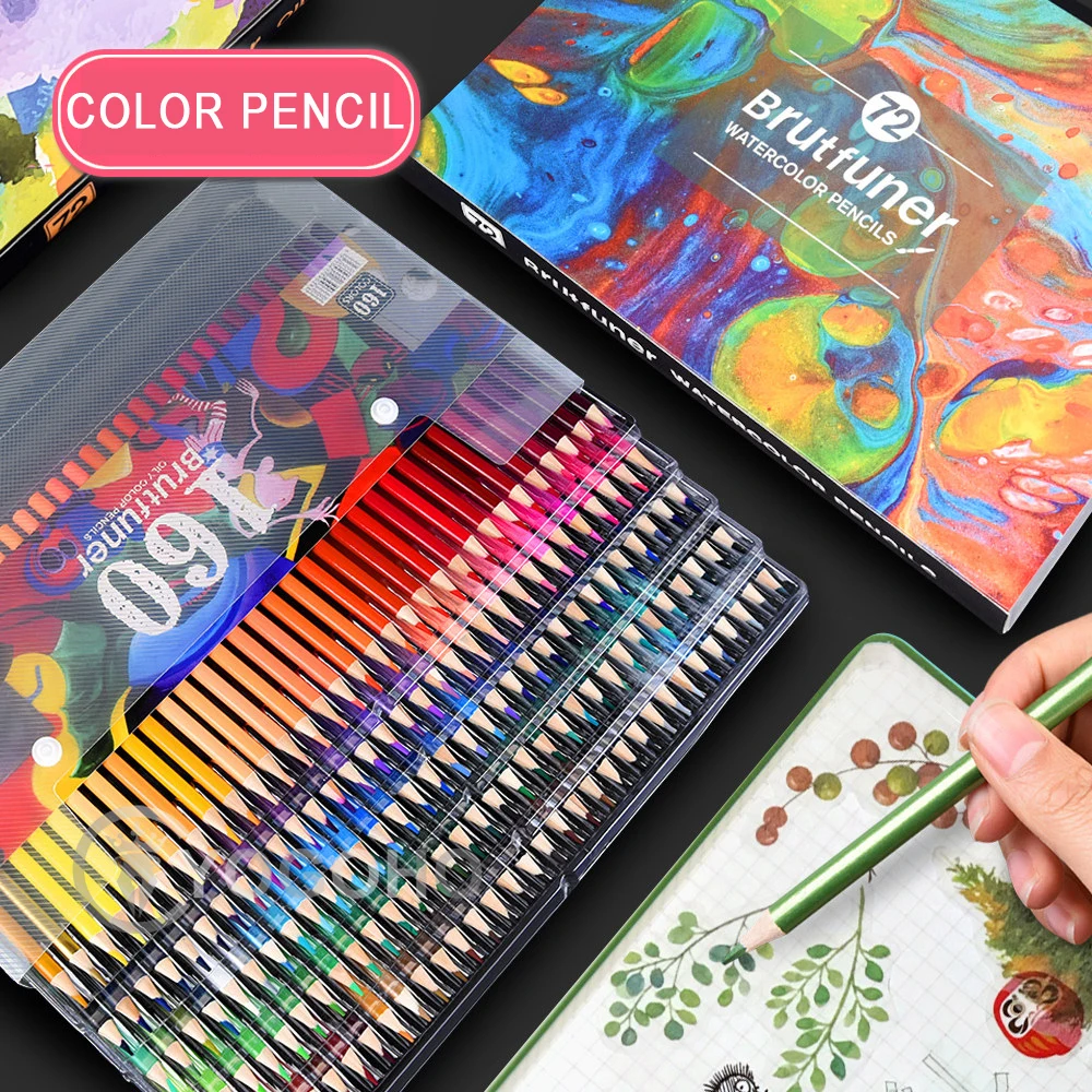 

Professional 48/72/120/160/180Colors Brutfuner water Color Pencils Wood Soft oil color Pencil For School Draw Sketch Art Supplie