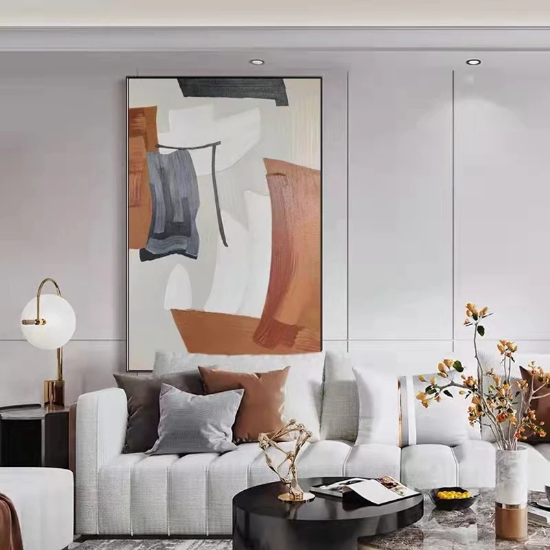 

SY handpainted abstract oil painting living room corridor decorative painting simple vertical hanging painting can be customized