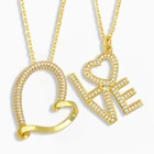 FLOLA микро-паве ожерелье в форме сердца для женщин Золотая цепочка любовь кулон ожерелье оптовая продажа ювелирные изделия День Святого Валентина подарок mayoreo nket82