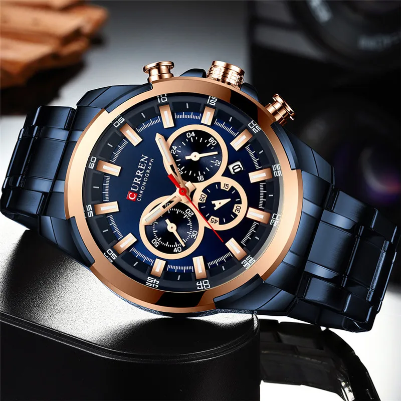 CURREN модные мужские наручные часы водонепроницаемые с хронографом военные лучший