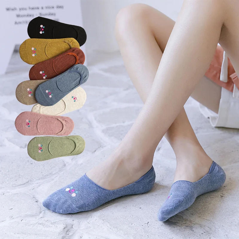 Новое поступление 2020 года Женские невидимые носки с цветочным рисунком