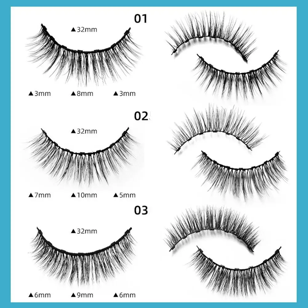 

3 Pairs Magnetic Eyelashes 6D With 1PCS Liquid Eyeliner And Mini Scissor Tweezers Protein Care Solution Natural Mink Eye Lashes