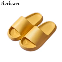 sorbern women slippers comfortable flat 3 5cm thick soles anti slip slides home footwear unisex styles size 34 43