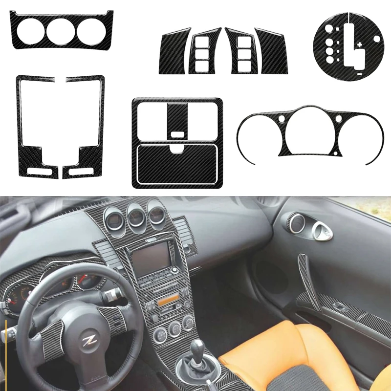 

Для Nissan 350Z 2003-2009 внутренняя панель рулевого колеса розетки кондиционера Тахометр переключения передач отделка Декоративная наклейка