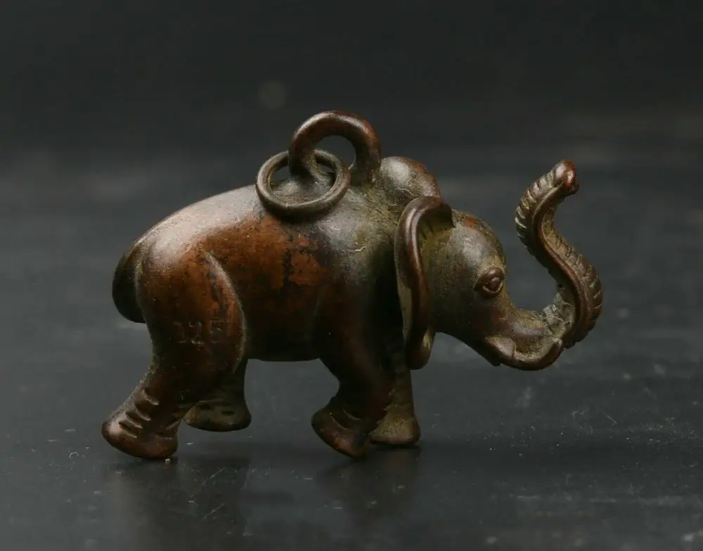 41 мм маленький Curio Китайский Бронзовый Милый животное слон Heffalump кулон статуя