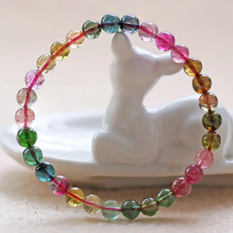 

Бразильский Радужный Браслет с разноцветным турмалином в форме старой шахты, натуральный кристалл, один круг, больше круглых колец, доставк...