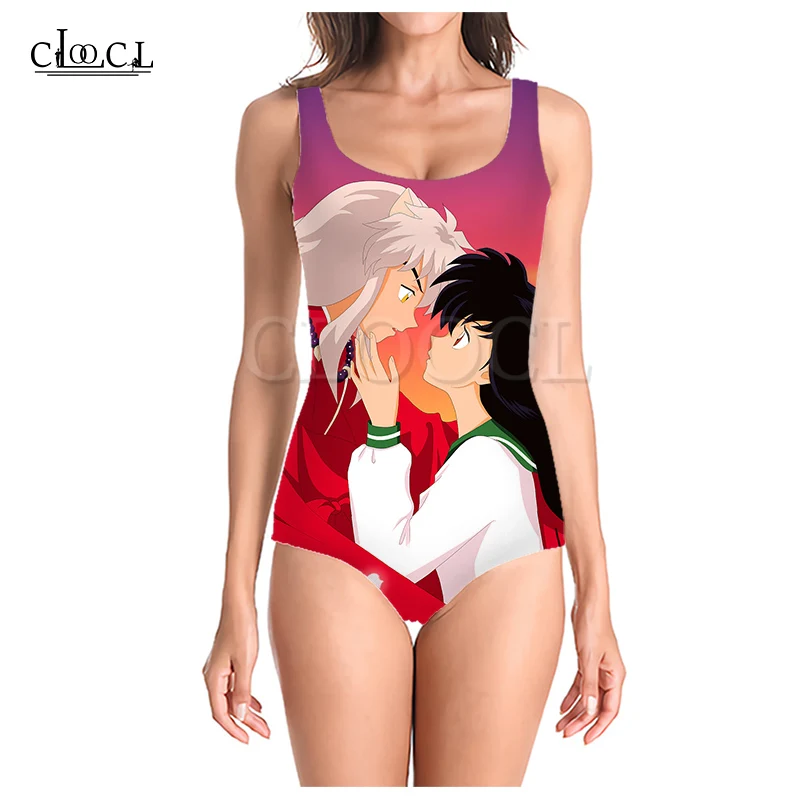 

Слитный купальник CLOOCL японское аниме инуяся с 3D принтом, женский купальный костюм для плавания, без рукавов, приталенная сексуальная девушк...