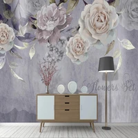 custom any size photo wallpaper hand drawn nordic purple rose mural for living room bedroom decoration waterproof 3d wall cloth