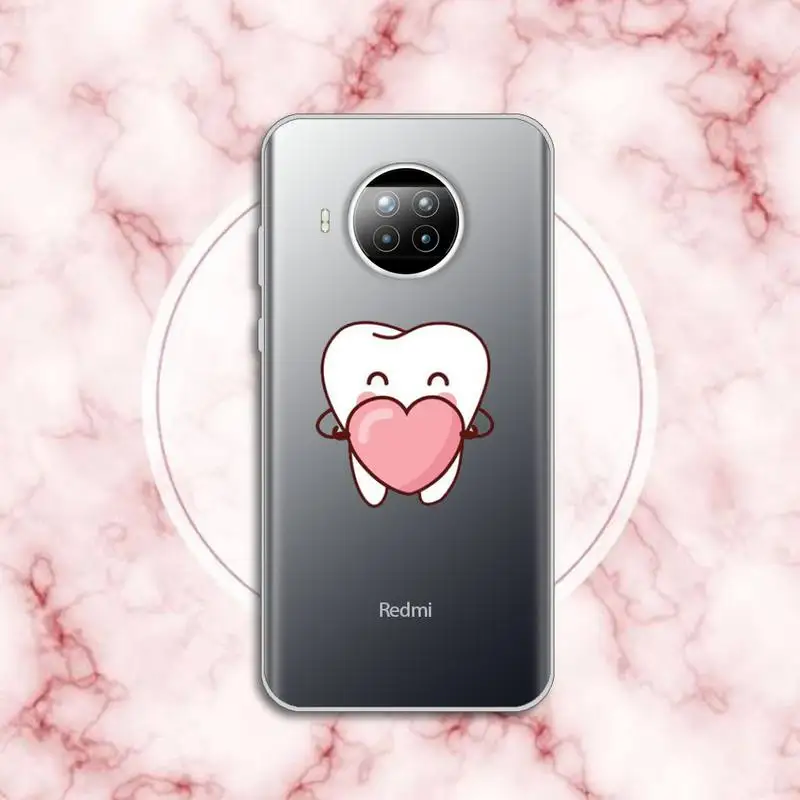 

Cartoon Dentist Dental Crowned Teeth Phone Case Transparent for xiaomi redmi note 8 9 9s 11 10t lite pro