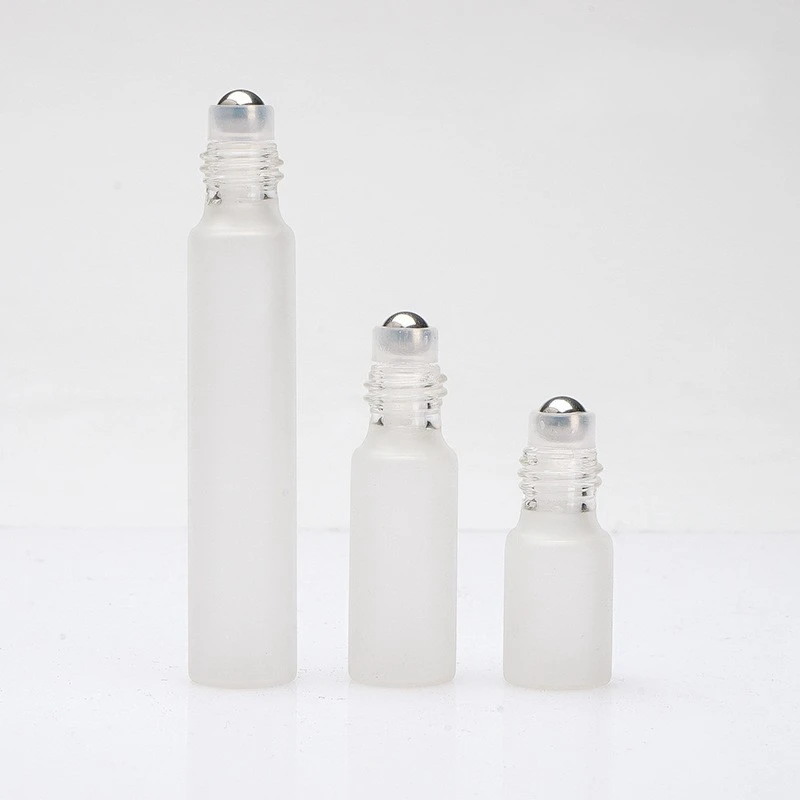 

50 pcs/Lot Roller Glass Bottle Steel Ball Matte Glass Essential Oil Bottles 3ML 5ML 10ML Perfume Containers LD001-2