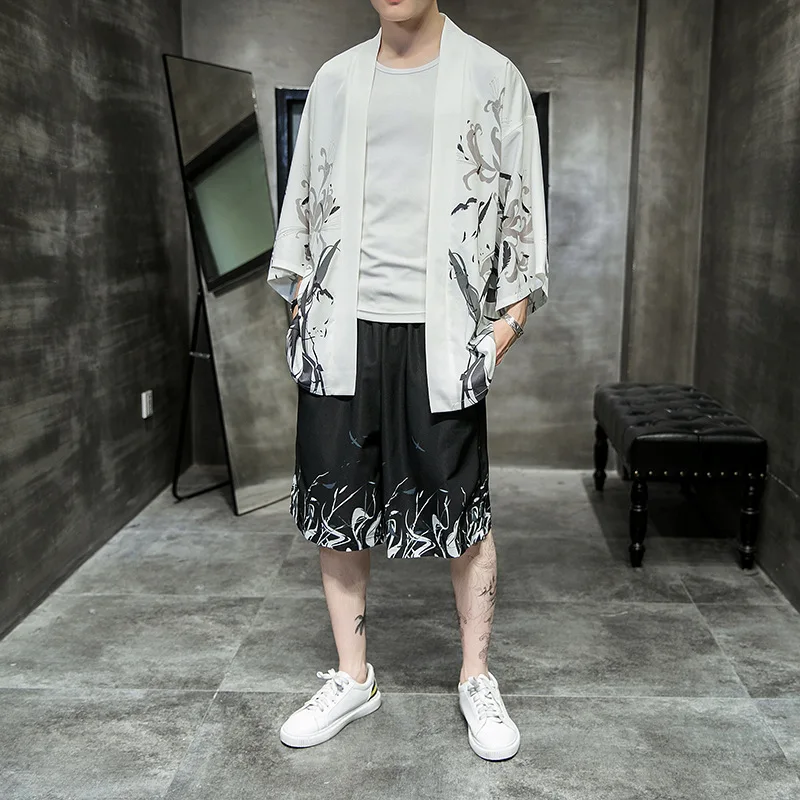 Изящный традиционный Восточный кардиган для мужчин японское кимоно в стиле