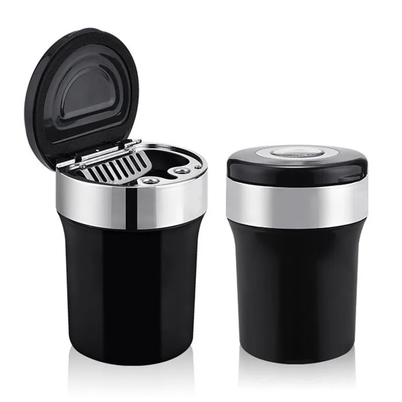 

Compass Car Ashtray With LED Lights Ash Tray Auto Supplies Interior Accessories Portable Cigarette Holder Box