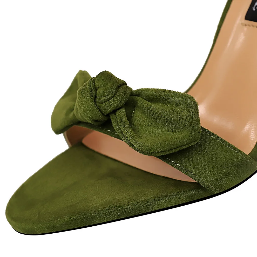Женские босоножки на высоком каблуке 2021 см Зеленые из флока туфли шпильке с