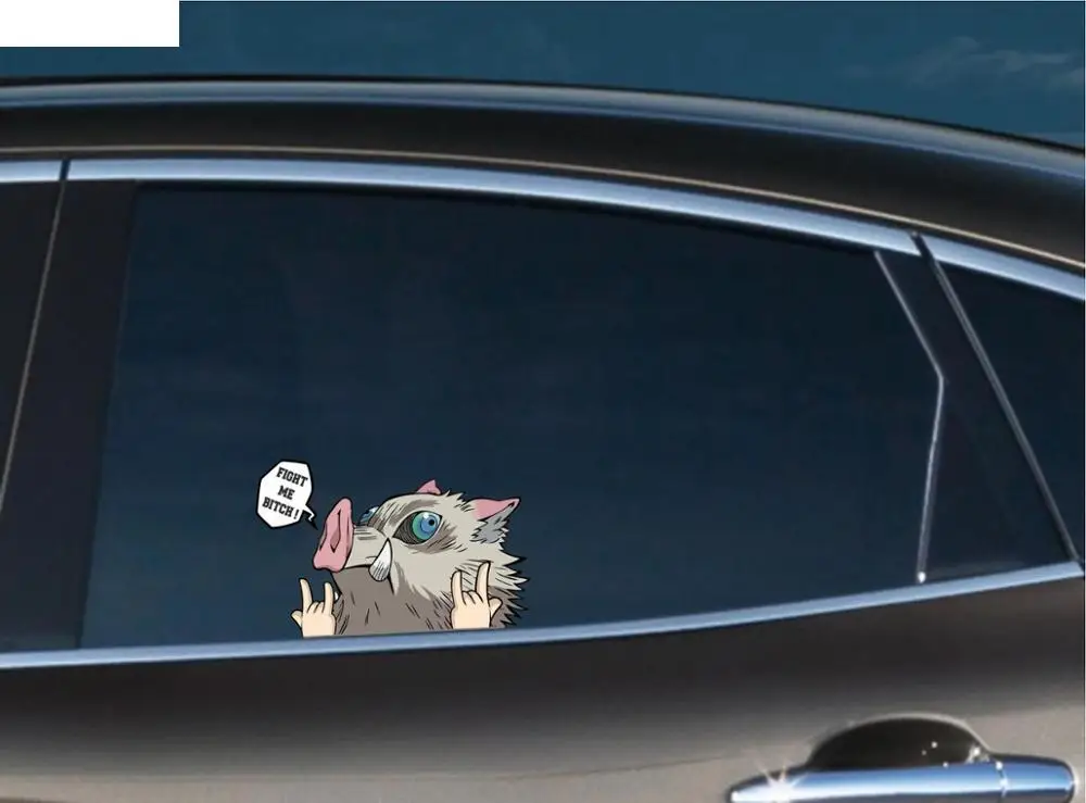 

Personality FC123 3D Funny INOSUKE HASHIBIRA FIGHT ME Kimetsu No Yaiba Anime Peeking Motorcycle Car Bumper Decal Car Sticker