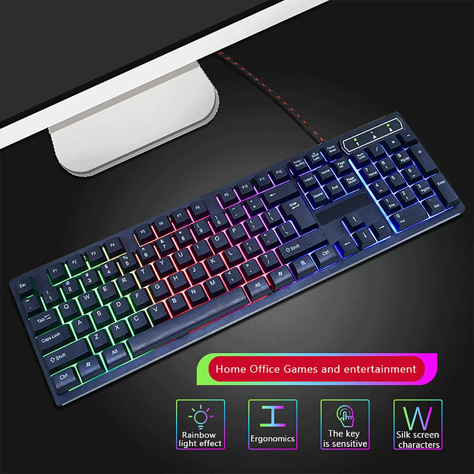

Gaming Mechanical Keyboard 104 Keys USB Wired LED Backlit Blue Axis Gamer RGB Computer Keyboards For Macbook Desktop PC PK