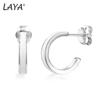 laya silver hoop earrings for women 925 sterling silver simple design circle whiteorange %d1%81%d0%b5%d1%80%d1%8c%d0%b3%d0%b8 fine jewelry handmade enamel