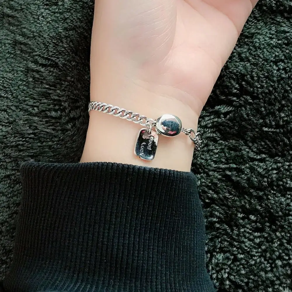 Женский браслет ручной работы из серебра 925 пробы с геометрическим