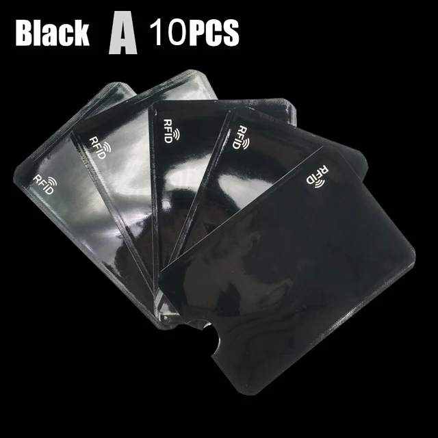 Black 10 pieces 10 шт. Анти Rfid Блокировка ридер Обложка для карт алюминиевая фольга кредитный держатель для карт Защита ID банковский Чехол для карт безопасная упаковка канцелярские принадлежности - Цвет: Black 10 pieces