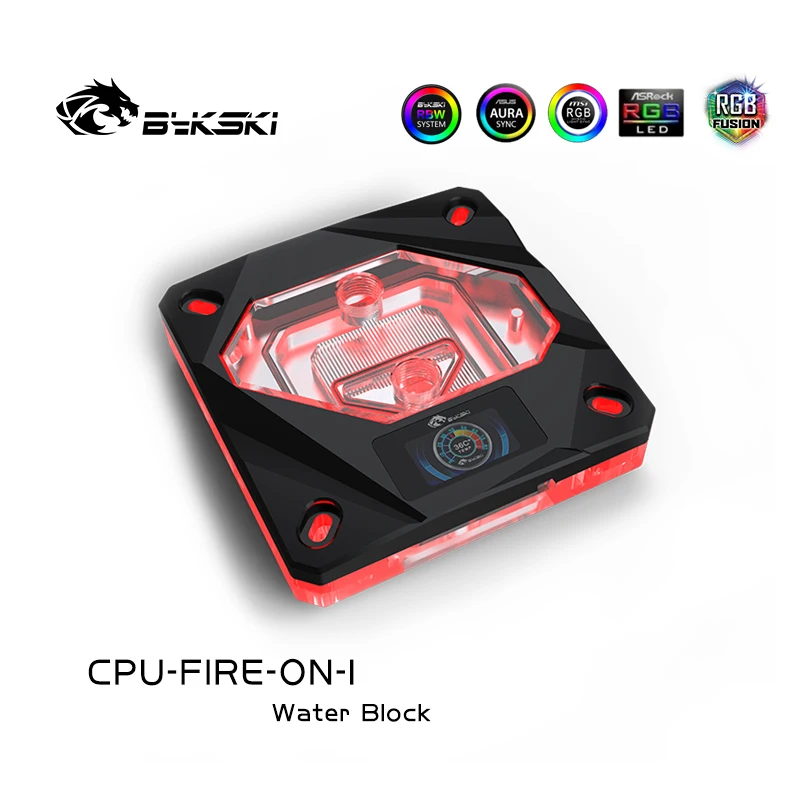 Водяной блок Bykski CPU с OLED дисплеем температуры для INTEL LGA1150/1151/1155/1156 2011 X99Water Cooler A RGB /