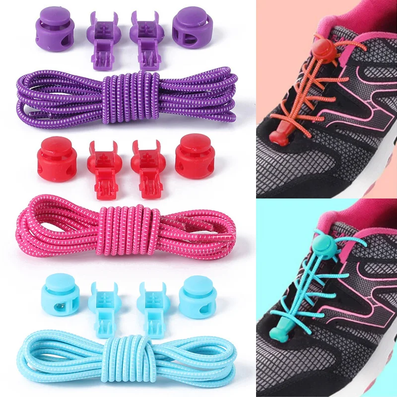 

Stretching Sneaker Shoelaces Lock Popular Shoe Laces Running Triathlon Jogging 1Set Elastic 25 Colors Shoestrings Lace