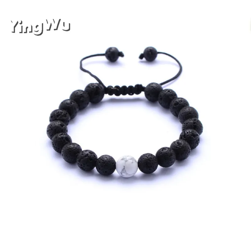 Yingwu 8 мм Лава камень ручной вязки браслет Исцеление баланс бусины рейки Будда