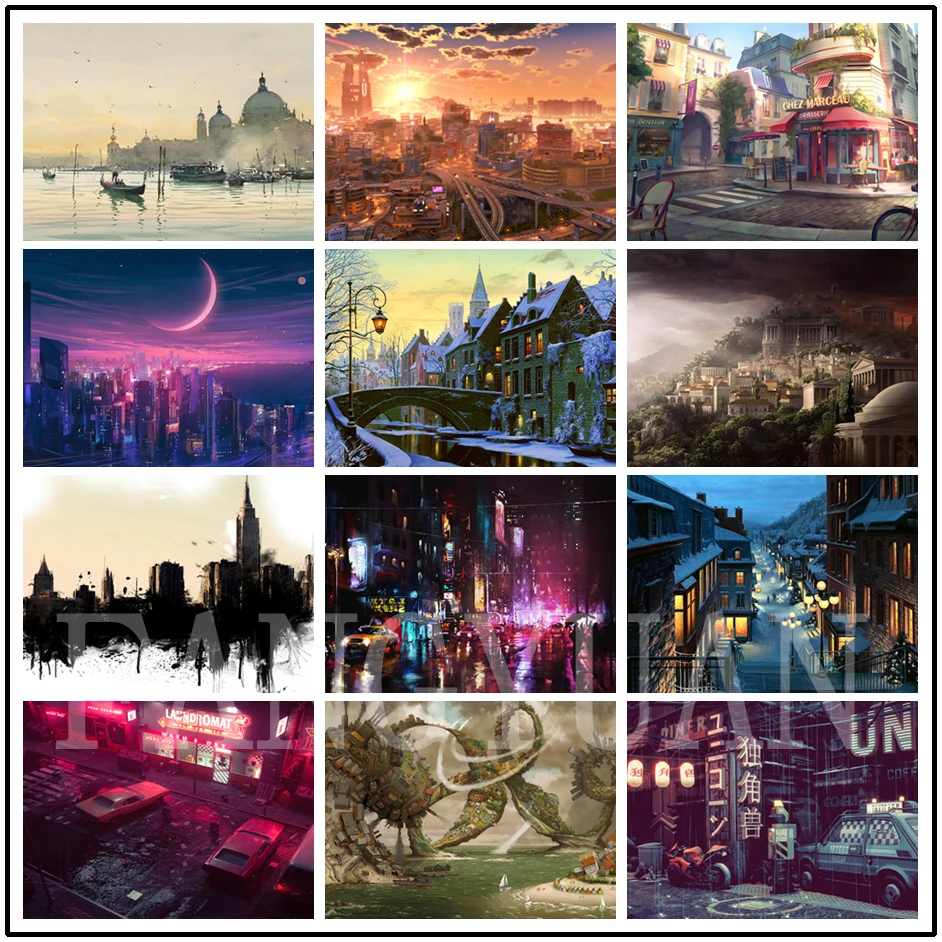 

Full Square Round Drill 5D Diy Diamond Painting Home Decoration Street Scenery Embroidery Cross Stitch Mosaic Wall Art Pictures