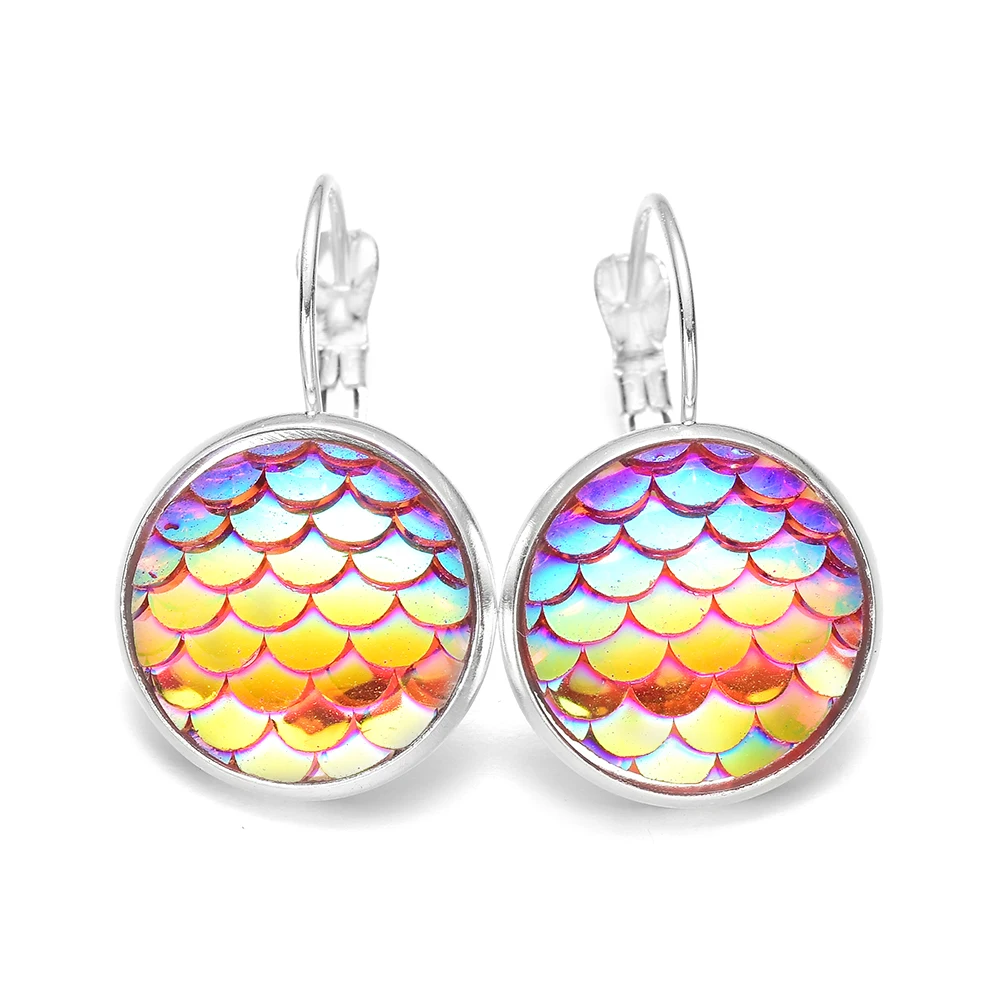 Новое Стильное платье в стиле русалки Весы серьги милые блестящие рыбья чешуя