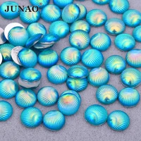 junao 10mm aquamarine ab flatback rhinestones ornaments glue on resin strass round crystal stones for diy craft scrapbook