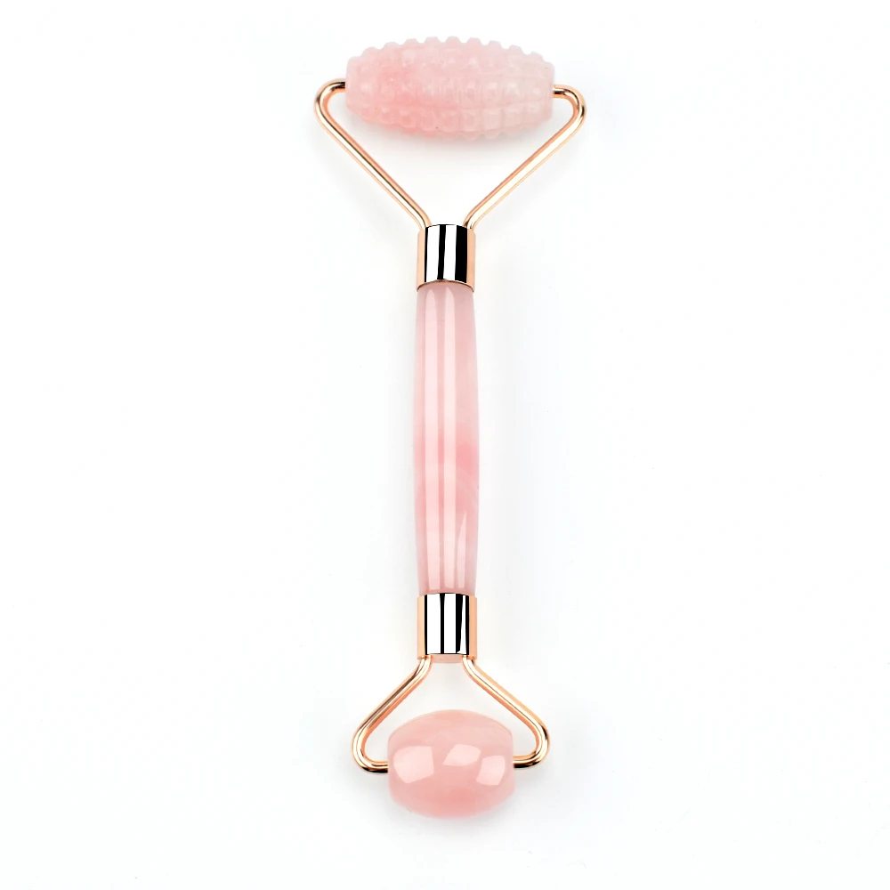 

Rose Quartz Prickly Jade Roller Massager for Face Pink Stone Anti Cellulite Wrinkle Facial Skin Care Massage Roller Lifting Tool