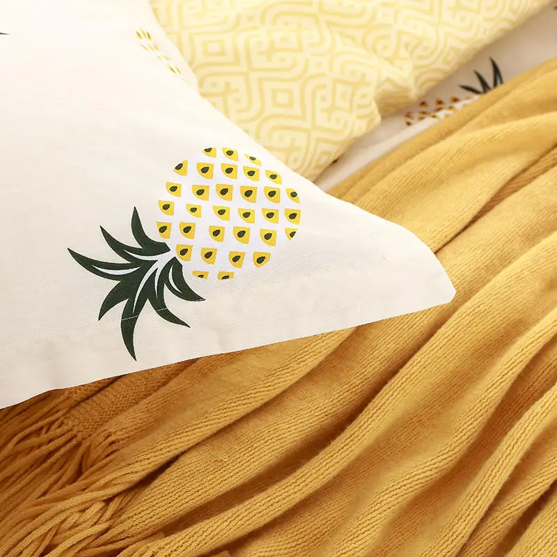 Комплект постельного белья с желтым ананасом серым Детский домашний текстиль