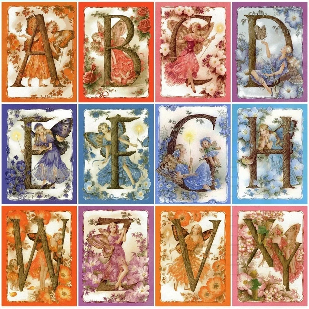 

Diamond Painting Diy 5D European Style Acrylic Material Creative English Letters and Butterfly Spirit Pattern Background Living