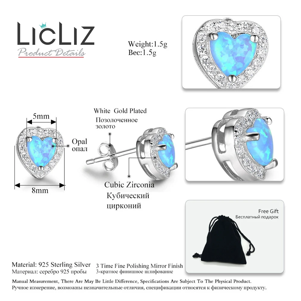 Женские серьги гвоздики из серебра 925 пробы с голубым огненным опалом|stud