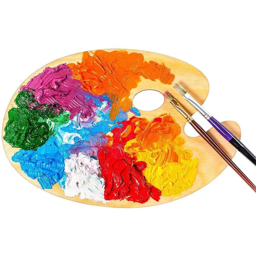 

Art Painting Color Mixer Oval Color Mixing Board Oil Painting Mixing Wooden Paint Color Plate Mixing Color Board Tray U4O0