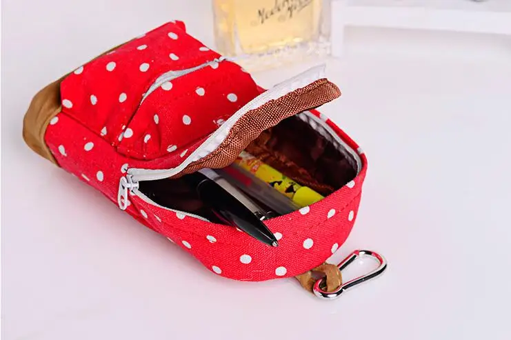 Корейский вместительный холщовый рюкзак новинка Женский пенал в горошек футляры