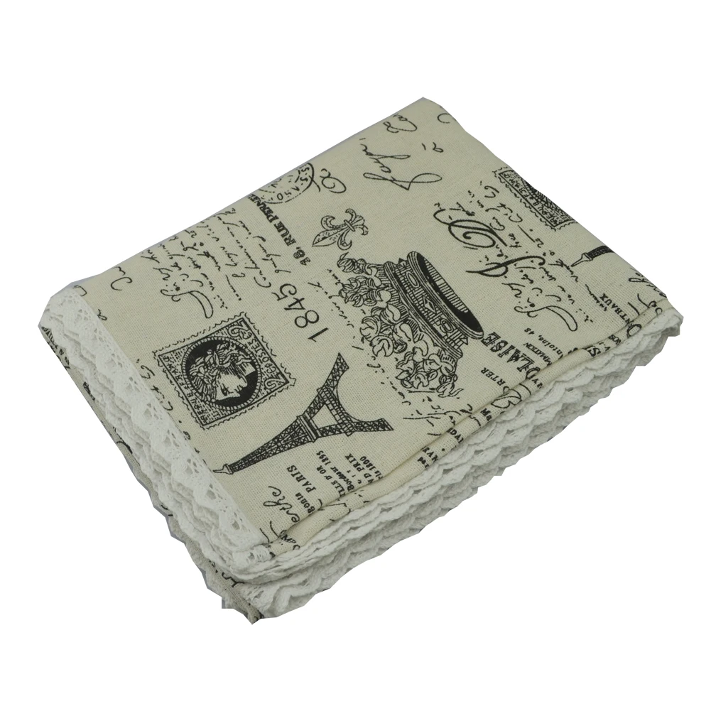 Льняная хлопковая кружевная скатерть с принтом железная башня современная