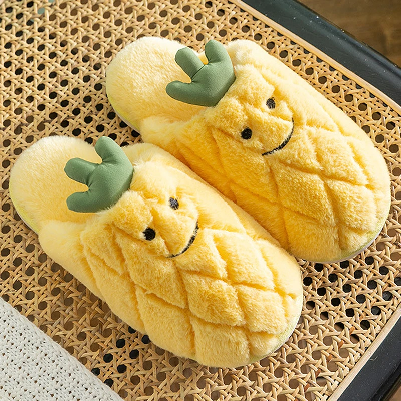 Домашние тапочки для женщин меховые в клетку женские домашние с мультяшным