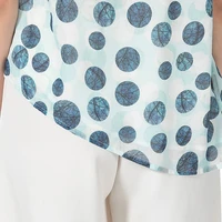 VOA Double-layer Mulberry Silk White Background Ranbo V Neck Shoulder Sleeveless Bevel Dovetail Silk T Shirt Cool In Summer B69