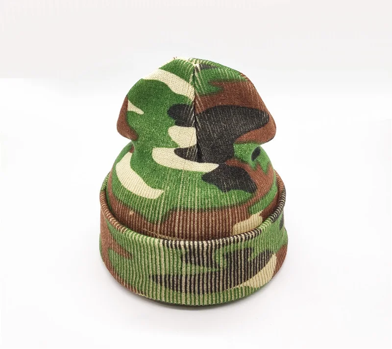 

Adult Camoflage printed knitted beanies Men and women camo skullcap Hip hop gorros