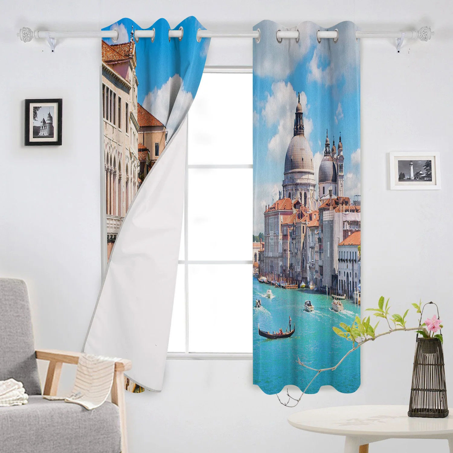 Italy Grand Canal Boat Church Summer Luxury Home Curtains Supplies Living Room Bedroom Custom | Дом и сад
