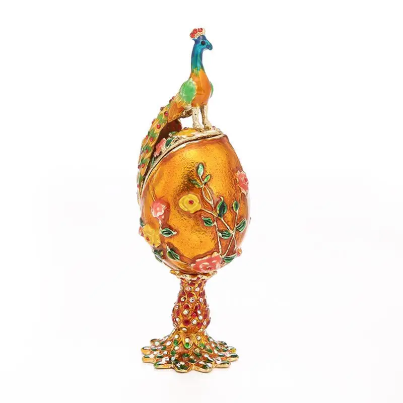 Peacock Shape Faberge-Egg Series Hand Painted Jewelry Trinket Box Unique Gift for Easter Home Decor Collectible | Украшения и
