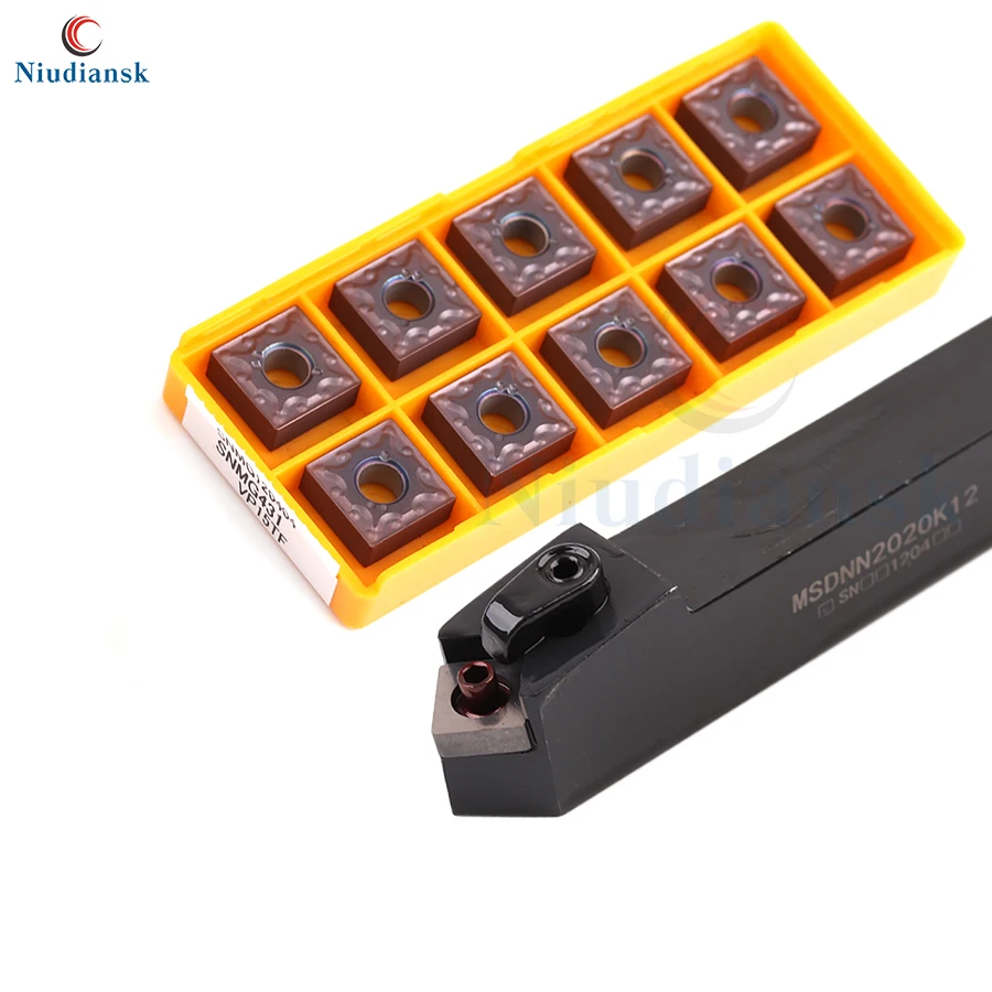 

1pc MSDNN1616H12 MSDNN2020K12 MSDNN2525M12 External Turning Tool Holder+10pcs SNMG1204 Carbide Insert CNC Lathe Turning Tool Set