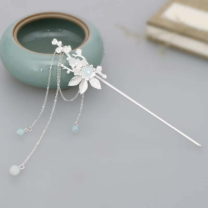 Chinese Style Tassels Metal Hair Sticks Hairpin Pearl Hair Pins Clip Flower Hair Chopsticks Wedding Party Headwear Headpiece