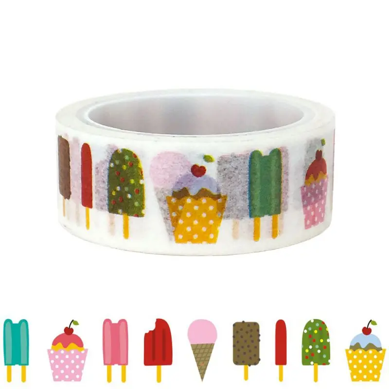 

Washi Tape Hand Account Sticker Sealing Sticker Decoration Paper Masking Tape Stationery Cartoon Ice Cream Ice Stick