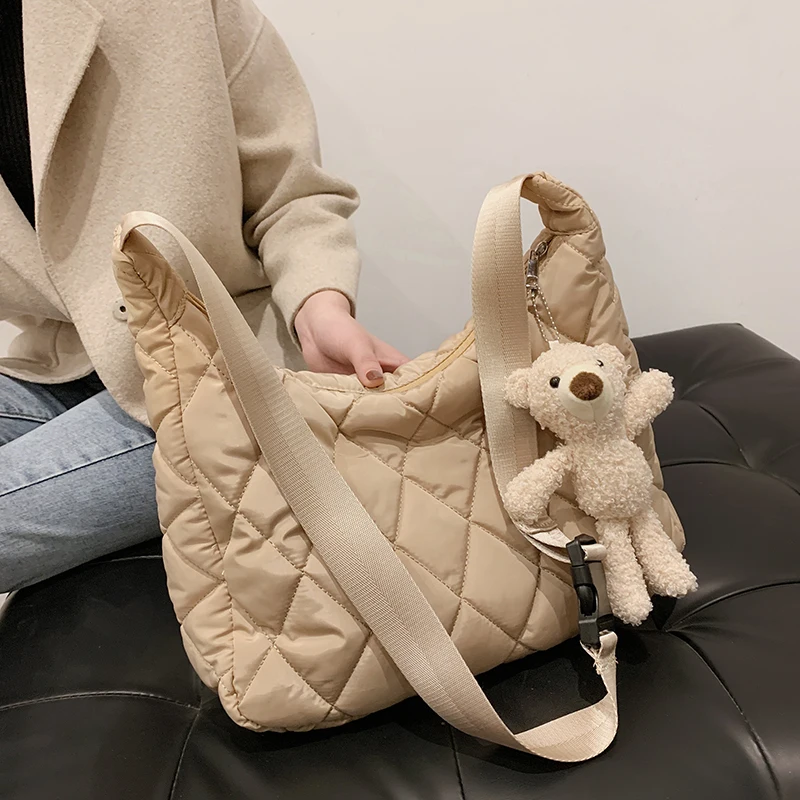 Новые модные вместительные Хлопковые женские сумки с перьевым наполнителем