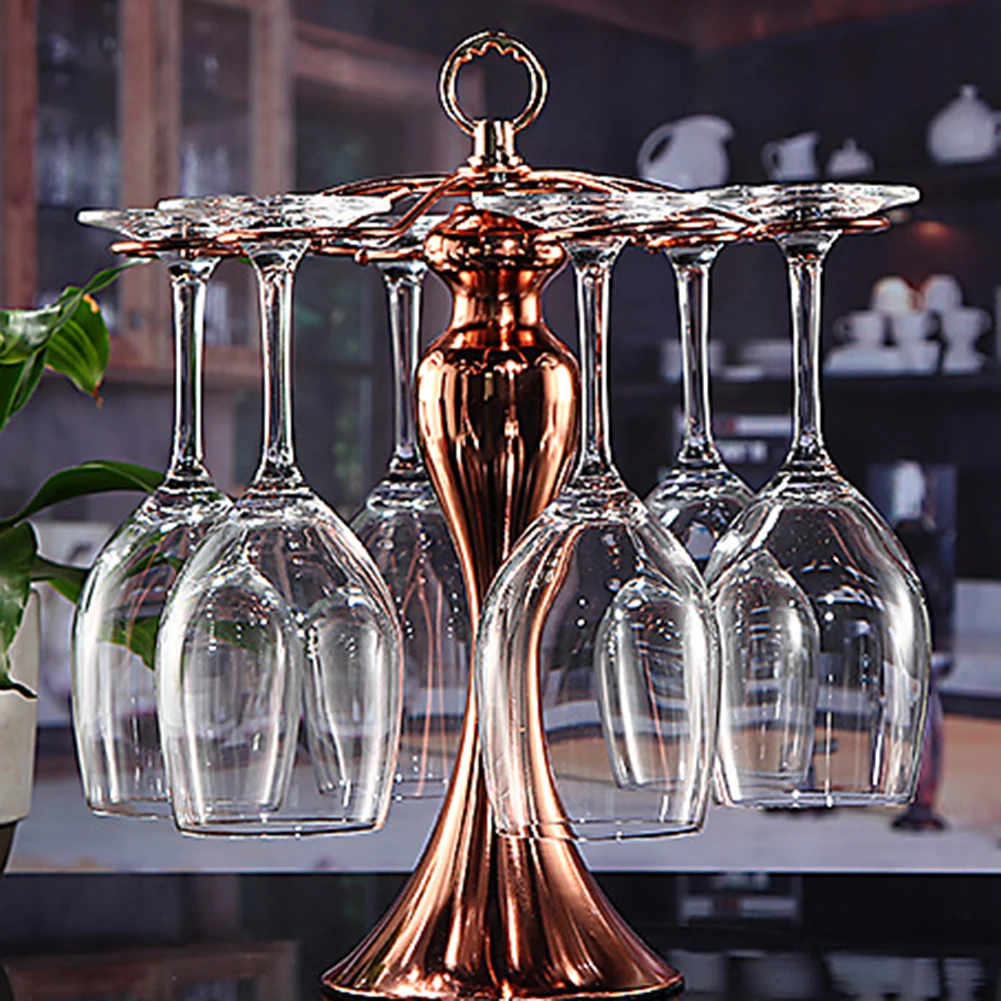 2 Colors Metal Hanging Wine Glass Holder Luxury Stemware Storage Rack Display Drying Stand with 6 Hooks | Дом и сад